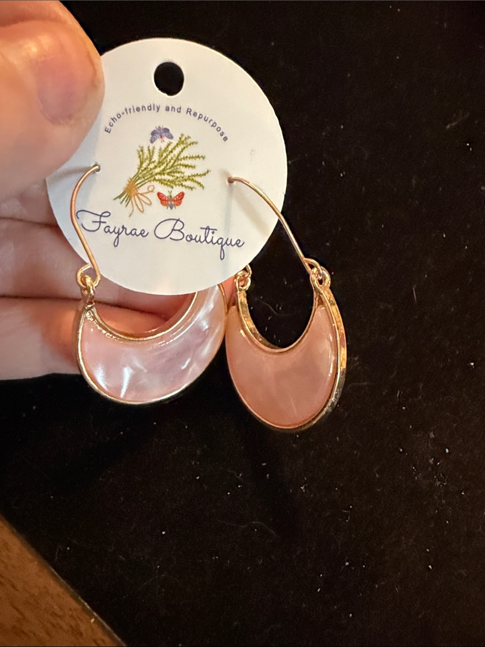 Pink Crescent Drop Earrings